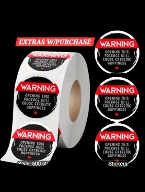 500ct. Warning Red/Black Waterproof/Bonus 3 Random Polymailers/Sz. 1"